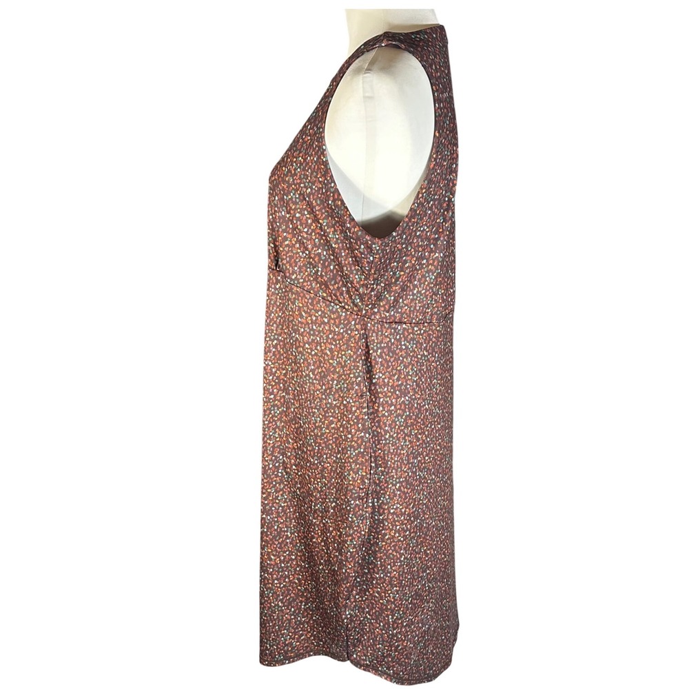 prAna Emerald Lake Dress Women XL Brown Multi-Color Abstract Dot Sleeveless - Picture 2 of 9